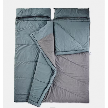 Хлопковий Двомесный Спальный Мешок для Кемпинга 230 x 160 см QUECHUA Arpenaz 0° Синий